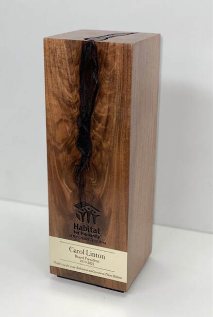 modern custom wood award trophy